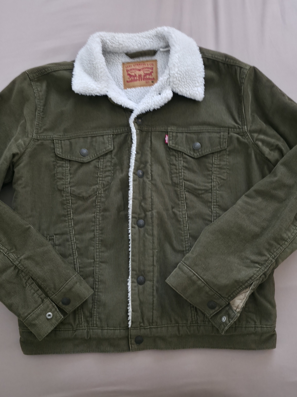 Levi's Olive Green Sherpa-Lined Trucker Jacket